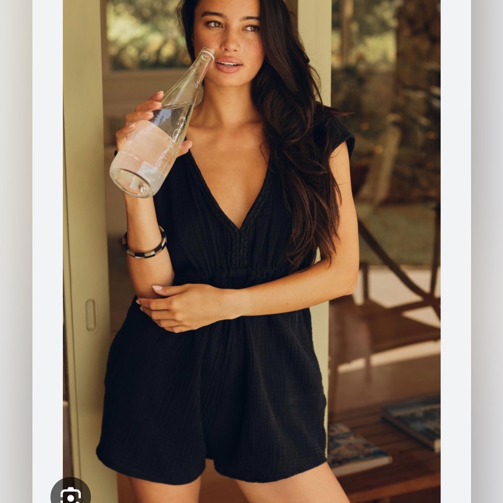 Anthropologie Black Gauze Braided Beach Coverup